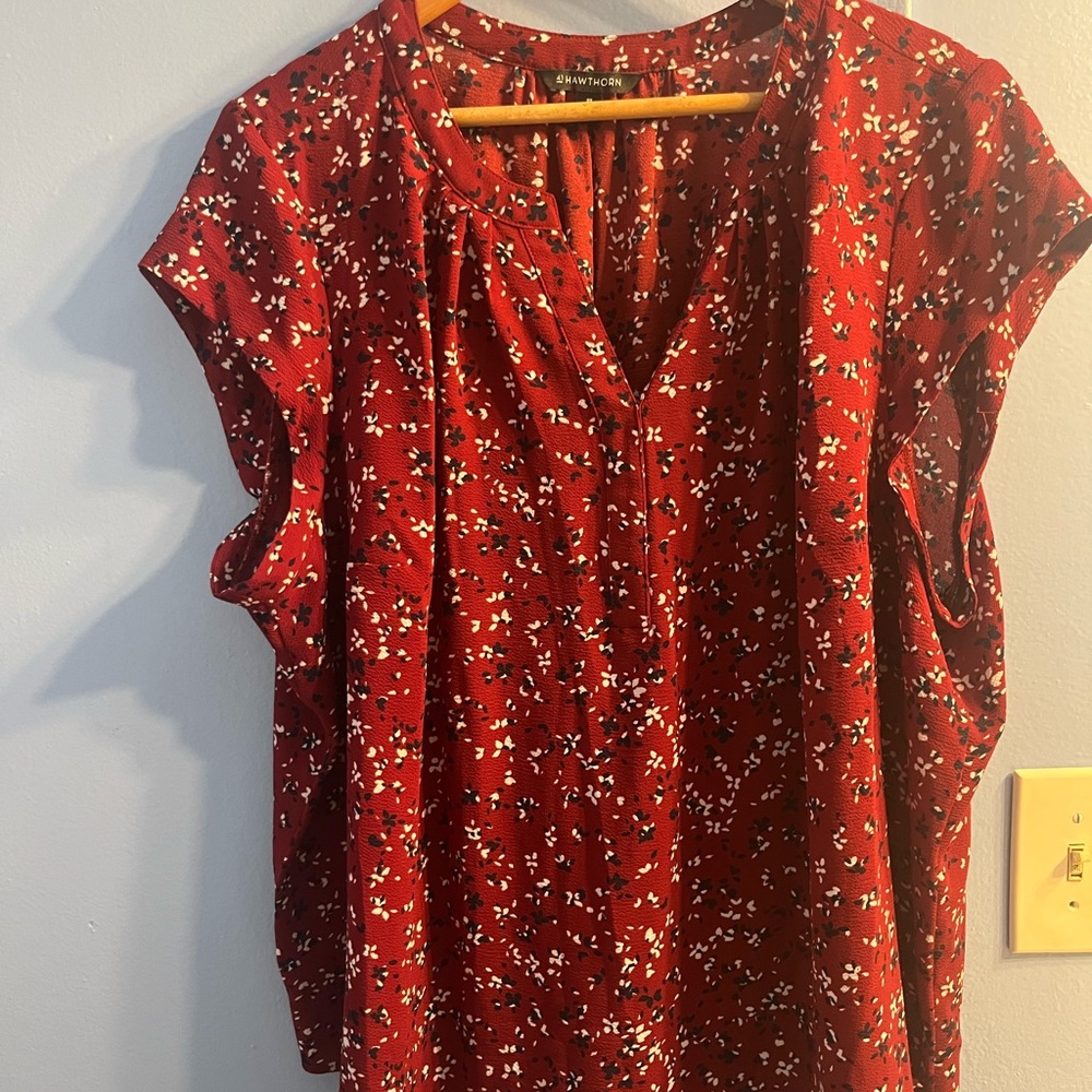 41 Hawthorn Red and White Floral Blouse
